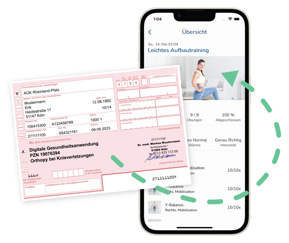 Grafik von einem Smartphone und einem Rezeptschein